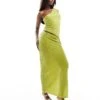Kaiia Textured One Shoulder Top And Maxi Skirt Co-ord In Lime -Kaiia Online Shop 206247215 group 1