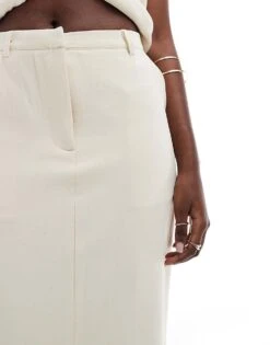 Kaiia Tailored Column Split Back Maxi Skirt Co-ord In Stone For Women -Kaiia Online Shop 206345314 5