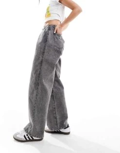 Kaiia Wide Leg Jeans In Grey Wash For Women -Kaiia Online Shop 206372516 3