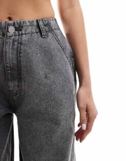 Kaiia Wide Leg Jeans In Grey Wash For Women -Kaiia Online Shop 206372516 4