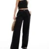 Kaiia Wide Leg Jeans In Black For Women -Kaiia Online Shop 206372608 1 black
