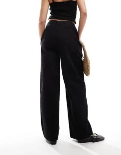 Kaiia Wide Leg Jeans In Black For Women -Kaiia Online Shop 206372608 5