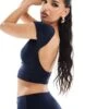 Kaiia Slinky Low Back Top Co-ord In Navy For Women Blue -Kaiia Online Shop 206388079 1 blue