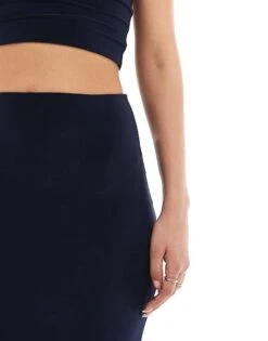 Kaiia Slinky Column Maxi Skirt Co-ord In Navy For Women Blue -Kaiia Online Shop 206388089 3