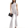 Kaiia Slinky Flared Trousers Co-ord In Light Grey For Women