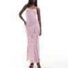 Kaiia Mesh Ruffle Detail Maxi Cami Dress In Pink For Women -Kaiia Online Shop 206419861 1 pink
