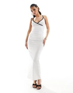 Kaiia Contrast Trim Detail Cami Top And Maxi Skirt Co-ord In Light Grey -Kaiia Online Shop 206458622 1 lightgrey