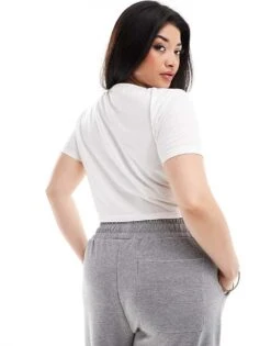 Kaiia Plus Bow Motif Baby Tee In White For Women -Kaiia Online Shop 206458867 3