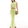 Kaiia Satin High Neck Top And Maxi Skirt Co-ord In Lime -Kaiia Online Shop 206507192 group 1