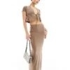 Kaiia Tie Front Crop Top And Maxi Skirt Co-ord In Mocha -Kaiia Online Shop 206507193 group 1