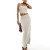 Kaiia Tailored Structured Top And Maxi Skirt Co-ord In Beige -Kaiia Online Shop 206507234 group 1