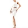 Kaiia Boucle Side Split Maxi Skirt Co-ord In White For Women -Kaiia Online Shop 206717733 1 white