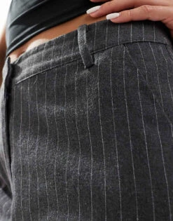 Kaiia Flared Trousers In Grey Pinstripe For Women -Kaiia Online Shop 206728188 3