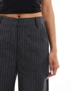 Kaiia Flared Trousers In Grey Pinstripe For Women -Kaiia Online Shop 206728188 5