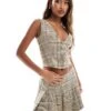 Kaiia Tailored Waistcoat Co-ord In Beige Check For Women -Kaiia Online Shop 206728198 1 beigecheck