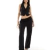 Kaiia Crochet Knit Waistcoat And Wide Leg Trouser Co-ord In Black -Kaiia Online Shop 206730444 group 1