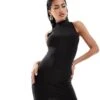 Kaiia Slinky Racer Neck Bodycon Mini Dress In Black For Women -Kaiia Online Shop 206829082 1 black