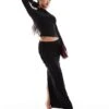 Kaiia Slinky Column Maxi Skirt Co-ord In Black For Women -Kaiia Online Shop 206829110 1 black