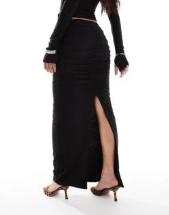 Kaiia Slinky Column Maxi Skirt Co-ord In Black For Women -Kaiia Online Shop 206829110 3
