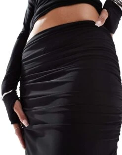 Kaiia Slinky Column Maxi Skirt Co-ord In Black For Women -Kaiia Online Shop 206829110 4