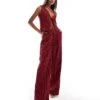 Kaiia Tailored Wide Leg Trousers Co-ord In Burgundy Pinstripe For Women -Kaiia Online Shop 206842128 1 burgundypinstripe 1