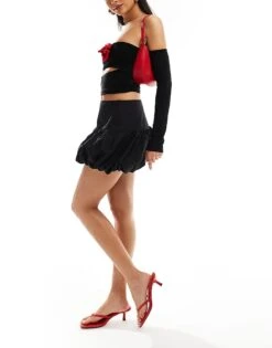 Kaiia Bubble Hem Mini Skirt In Black For Women -Kaiia Online Shop 206850145 1 black 1