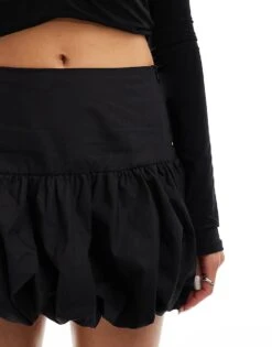 Kaiia Bubble Hem Mini Skirt In Black For Women -Kaiia Online Shop 206850145 5