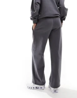 Kaiia Embroidered Logo Wide Leg Joggers Co-ord In Charcoal For Women Dark Grey -Kaiia Online Shop 206853725 4