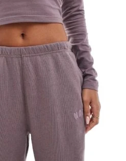 Kaiia Bubble Logo Cuffed Leg Joggers Co-ord In Purple For Women -Kaiia Online Shop 206853826 4