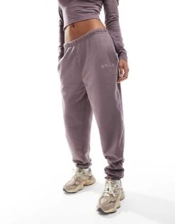 Kaiia Bubble Logo Cuffed Leg Joggers Co-ord In Purple For Women -Kaiia Online Shop 206853826 5