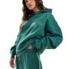 Kaiia Pink Logo Oversized Hoodie Co-ord In Dark Green For Women -Kaiia Online Shop 206853857 1 darkgreen