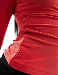 Kaiia Slinky 3/4 Sleeve Top In Red For Women -Kaiia Online Shop 206854857 3