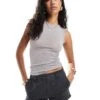 Kaiia Sleeveless Mesh Top In Grey For Women -Kaiia Online Shop 206854873 1 grey