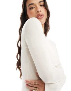 Kaiia Textured Scoop Back Midaxi Dress In Cream For Women -Kaiia Online Shop 206854890 3