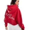 Kaiia Rodeo Logo Cropped Hoodie In Red For Women -Kaiia Online Shop 206885892 1 red
