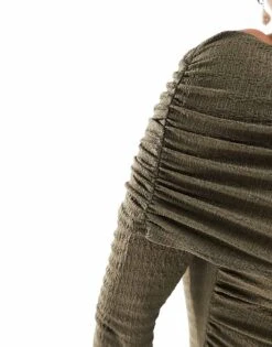 Kaiia Off Shoulder Bandeau Maxi Dress In Olive Green For Women -Kaiia Online Shop 207087384 3