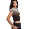 Kaiia Mesh Off Shoulder Top In Ombre Green For Women -Kaiia Online Shop 207087492 1 ombregreen