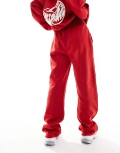 Kaiia Wide Leg Joggers Co-ord In Red For Women -Kaiia Online Shop 207088186 4