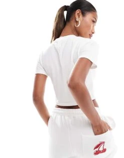 Kaiia Cropped Cherry Motif Baby Tee In Cream For Women -Kaiia Online Shop 207088246 4