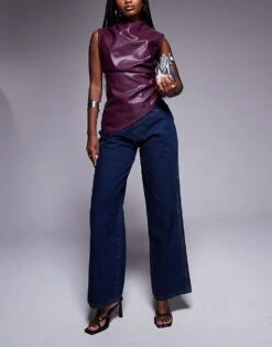 Kaiia Wide Leg Jeans In Indigo Wash For Women Indigo Blue