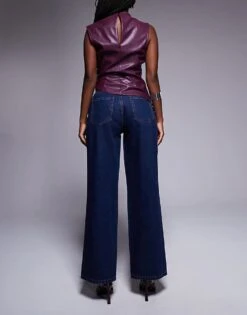 Kaiia Wide Leg Jeans In Indigo Wash For Women Indigo Blue -Kaiia Online Shop 207088256 3