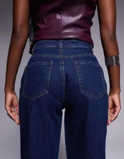 Kaiia Wide Leg Jeans In Indigo Wash For Women Indigo Blue -Kaiia Online Shop 207088256 4