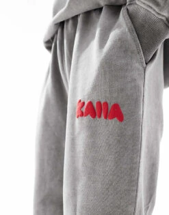 Kaiia Wide Leg Joggers Co-ord In Washed Grey For Women -Kaiia Online Shop 207088266 5