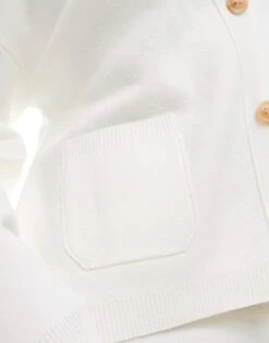 Kaiia Pocket Detail V Neck Cardigan Co-ord In Ecru For Women -Kaiia Online Shop 207118724 4