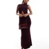 Kaiia Fine Knit Button Through Longline Waistcoat And Maxi Skirt Co-ord In Burgundy -Kaiia Online Shop 207127769 group 1