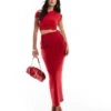 Kaiia Exclusive Slinky Ruched Off Shoulder Drawstring Top And Maxi Skirt Co-ord In Red 1 Kaiia Exclusive Slinky Ruched Off Shoulder Drawstring Top And Maxi Skirt Co-ord In Red -Kaiia Online Shop 207154515 2
