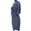 Kaiia Knitted Rib Oversized Jumper With Scarf And Maxi Skirt Co-ord In Navy -Kaiia Online Shop 207163689 3