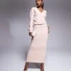 Kaiia Wrap Tie Side Cardigan And Maxi Skirt Co-ord In Pink -Kaiia Online Shop 207163778 3