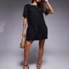Kaiia Exclusive Low Back Drop Hem Mini Dress In Black For Women -Kaiia Online Shop 207222646 1 black