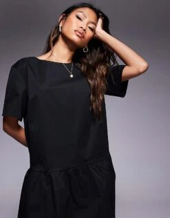 Kaiia Exclusive Low Back Drop Hem Mini Dress In Black For Women -Kaiia Online Shop 207222646 3